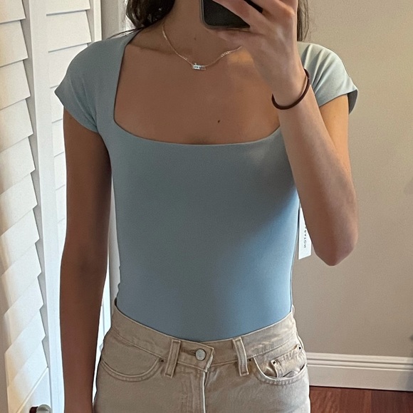 Aritzia | Tops | Aritizia Contour Straight Neck Bodysuit Dream Blue |  Poshmark